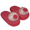Pink coloured slippers made of fur fabric for HIM with boobs on top. Standard size 42 45